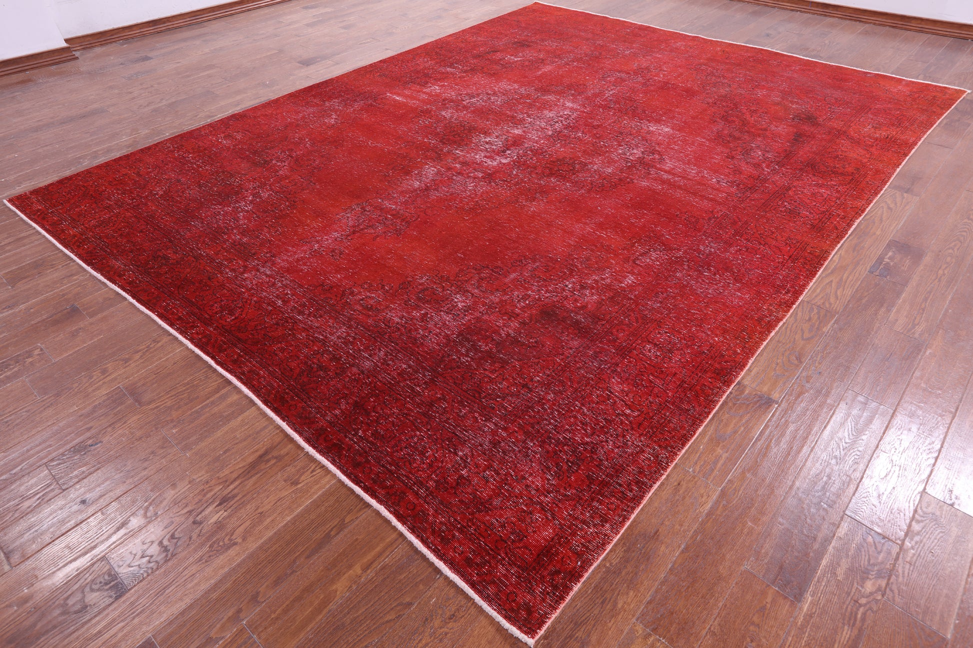 Red Persian Overdyed Hand Knotted Wool Rug - 9' 7" X 12' 7" - Golden Nile
