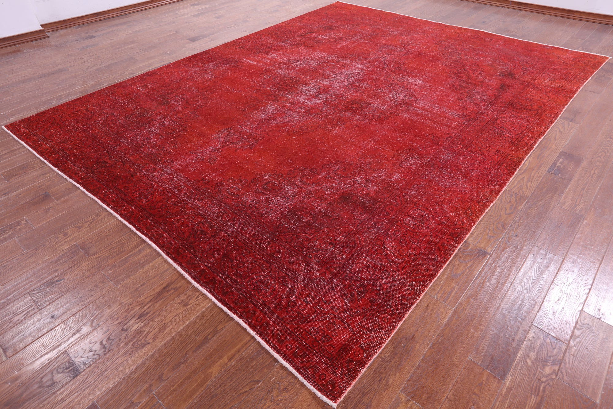 Red Persian Overdyed Hand Knotted Wool Rug - 9' 7" X 12' 7" - Golden Nile