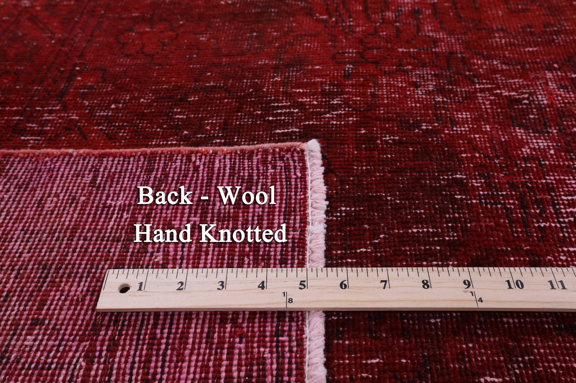 Red Persian Overdyed Hand Knotted Wool Rug - 9' 7" X 12' 7" - Golden Nile
