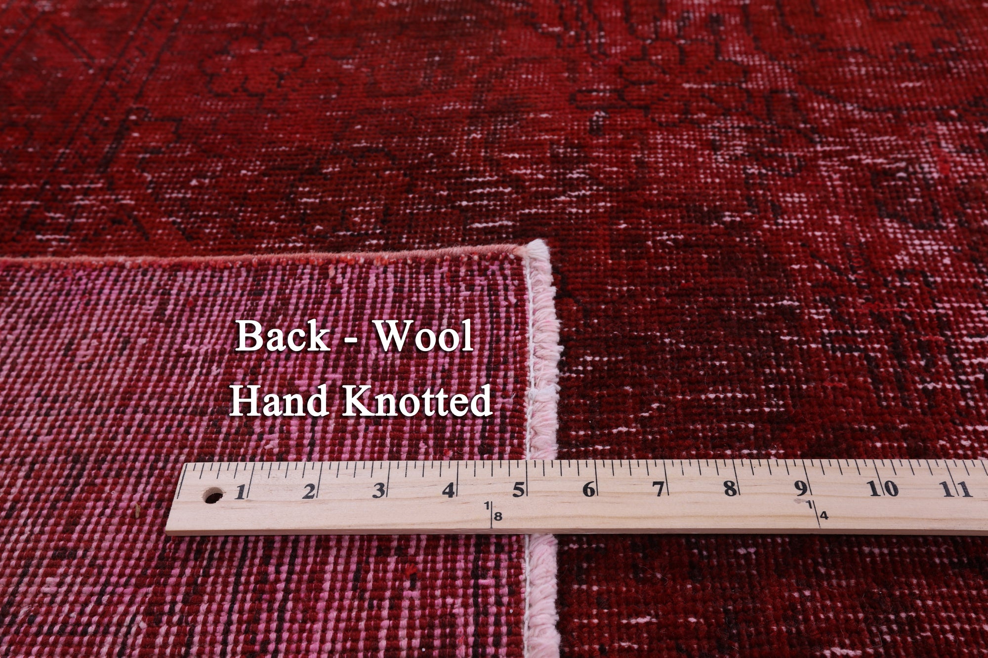 Red Persian Overdyed Hand Knotted Wool Rug - 9' 7" X 12' 7" - Golden Nile