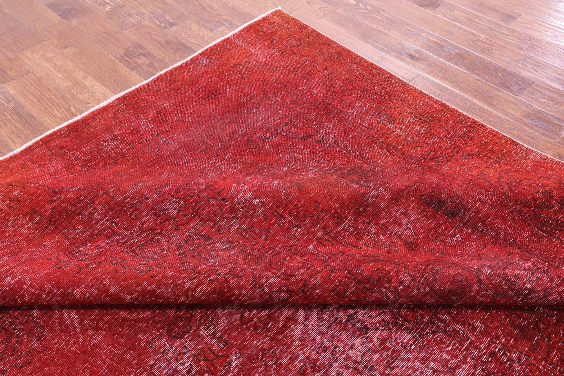 Red Persian Overdyed Hand Knotted Wool Rug - 9' 7" X 12' 7" - Golden Nile
