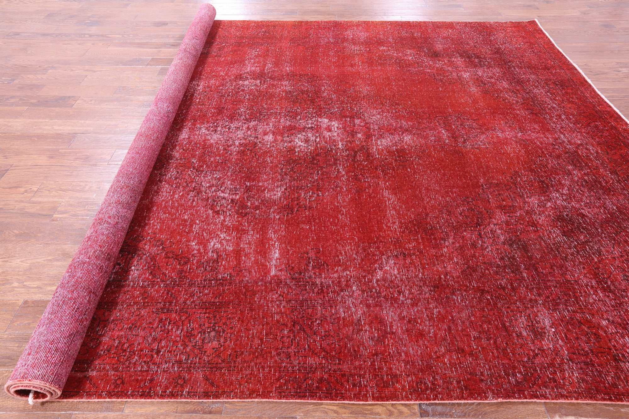 Red Persian Overdyed Hand Knotted Wool Rug - 9' 7" X 12' 7" - Golden Nile