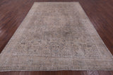 Ivory Persian Vintage White Wash Hand Knotted Wool Rug - 9' 5" X 12' 10" - Golden Nile