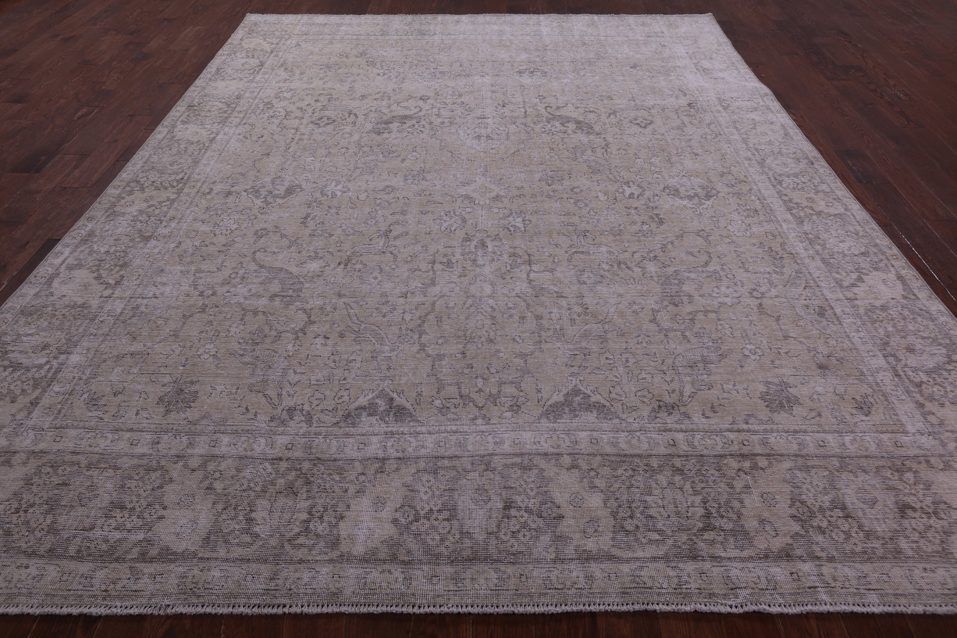Ivory Persian Vintage White Wash Handmade Wool Rug - 9' 8" X 12' 2" - Golden Nile