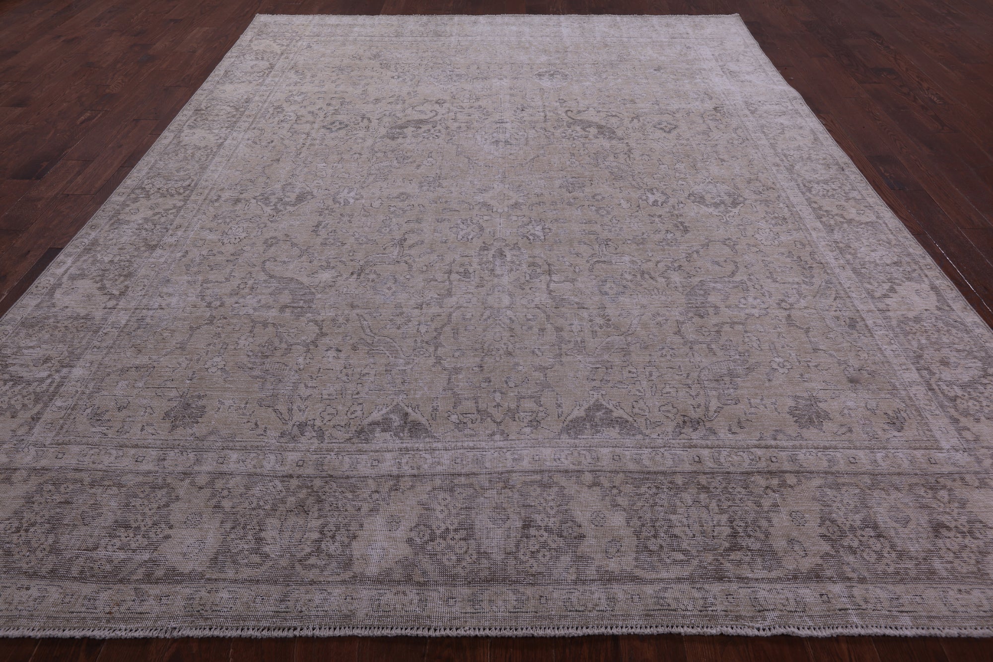 Ivory Persian Vintage White Wash Handmade Wool Rug - 9' 8" X 12' 2" - Golden Nile