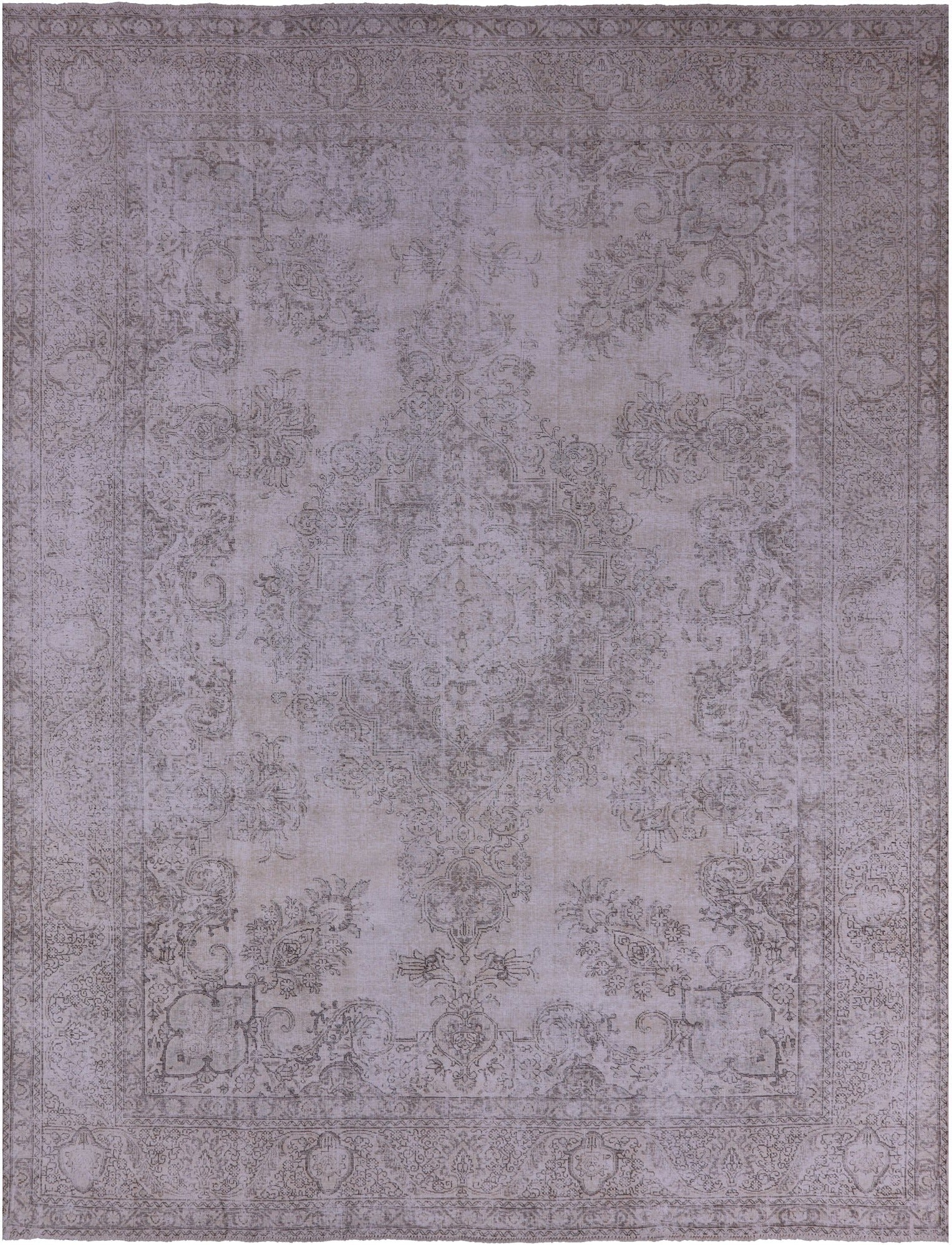 Ivory Persian Vintage White Wash Handmade Wool Rug - 9' 7" X 12' 8" - Golden Nile