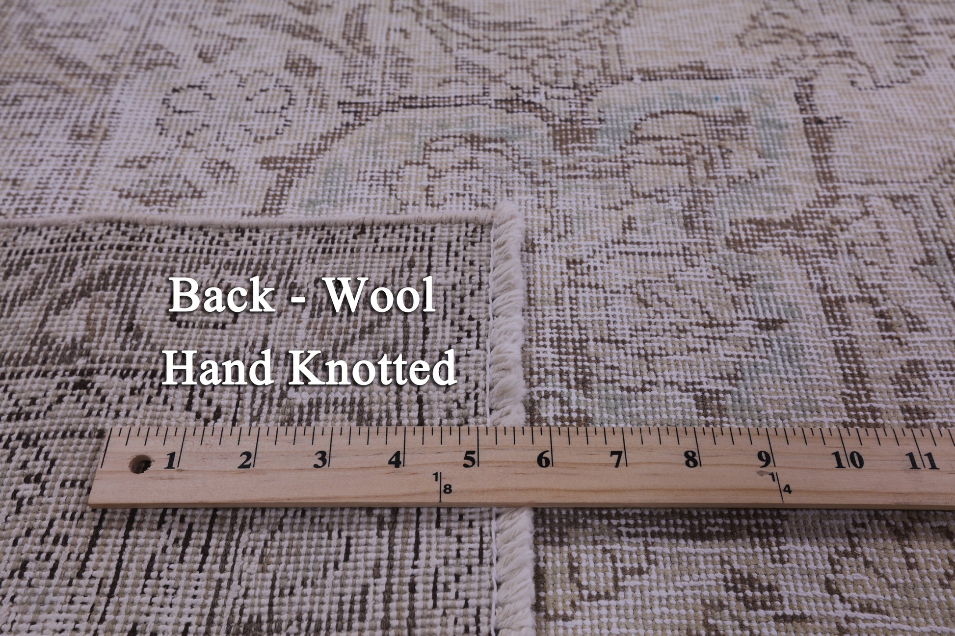 Ivory Persian Vintage White Wash Handmade Wool Rug - 9' 7" X 12' 8" - Golden Nile