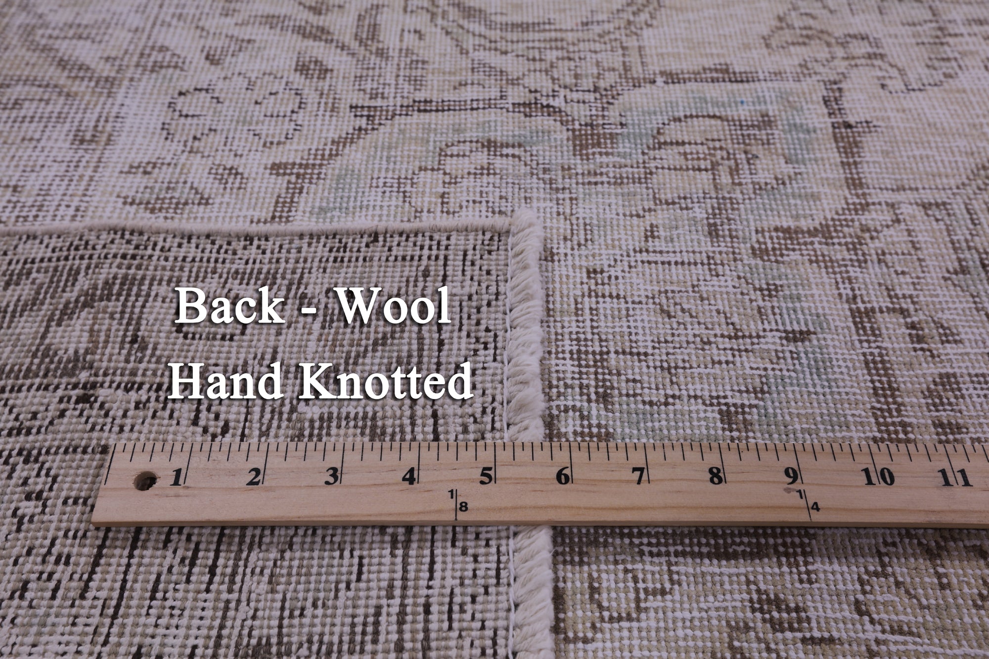 Ivory Persian Vintage White Wash Handmade Wool Rug - 9' 7" X 12' 8" - Golden Nile