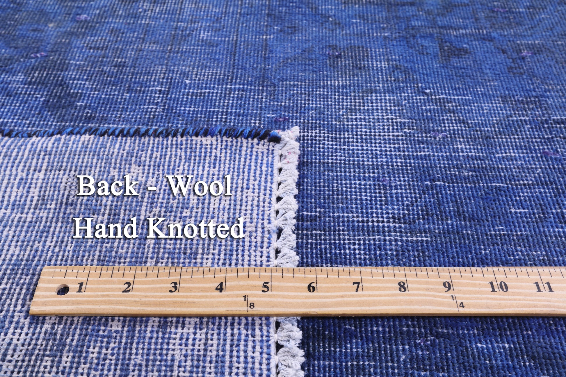 Blue Persian Overdyed Hand Knotted Wool Runner Rug - 3' 9" X 12' 1" - Golden Nile