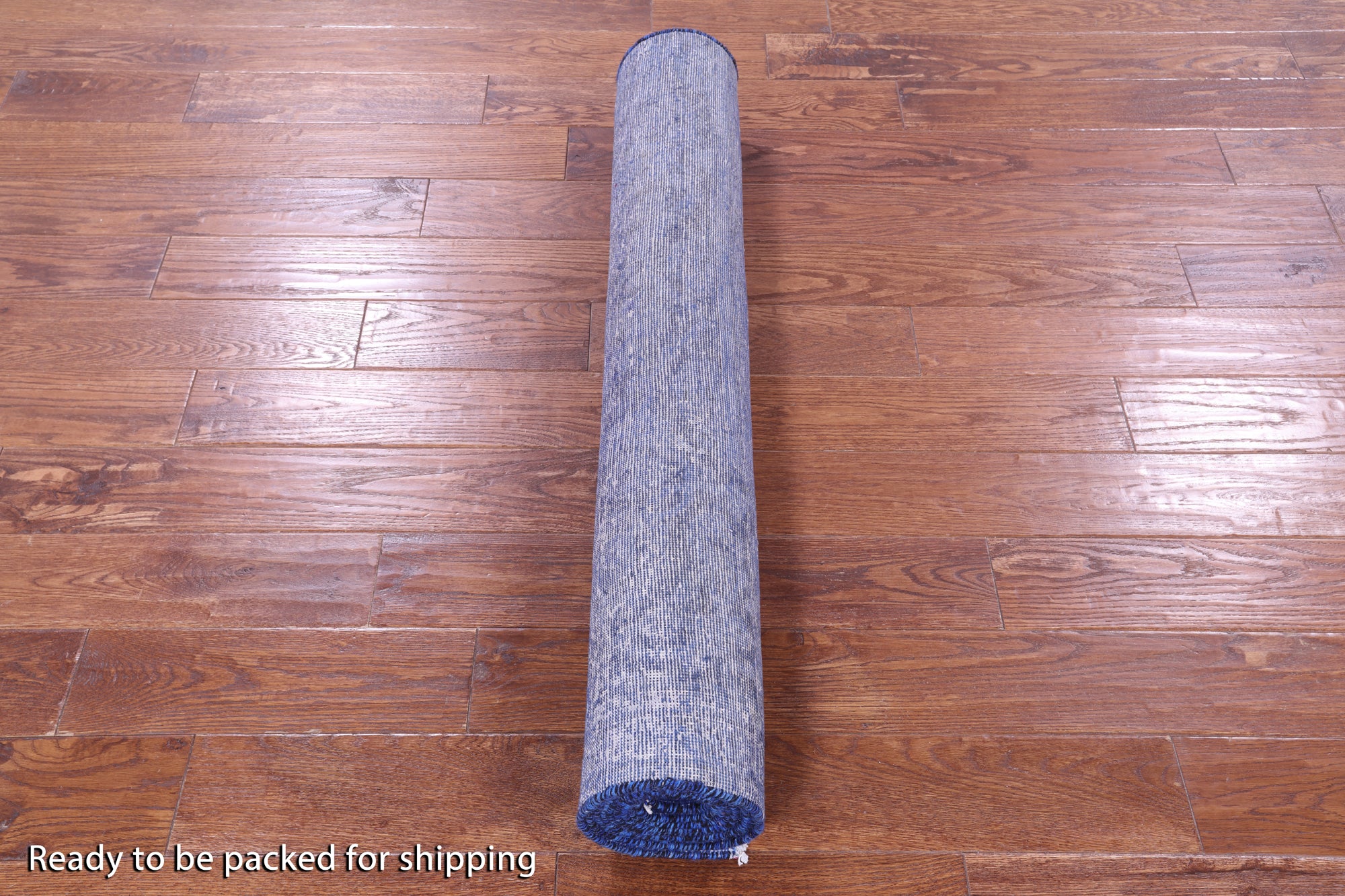 Blue Persian Overdyed Hand Knotted Wool Runner Rug - 3' 9" X 12' 1" - Golden Nile