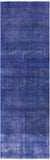 Blue Persian Overdyed Hand Knotted Wool Runner Rug - 3' 9" X 12' 1" - Golden Nile