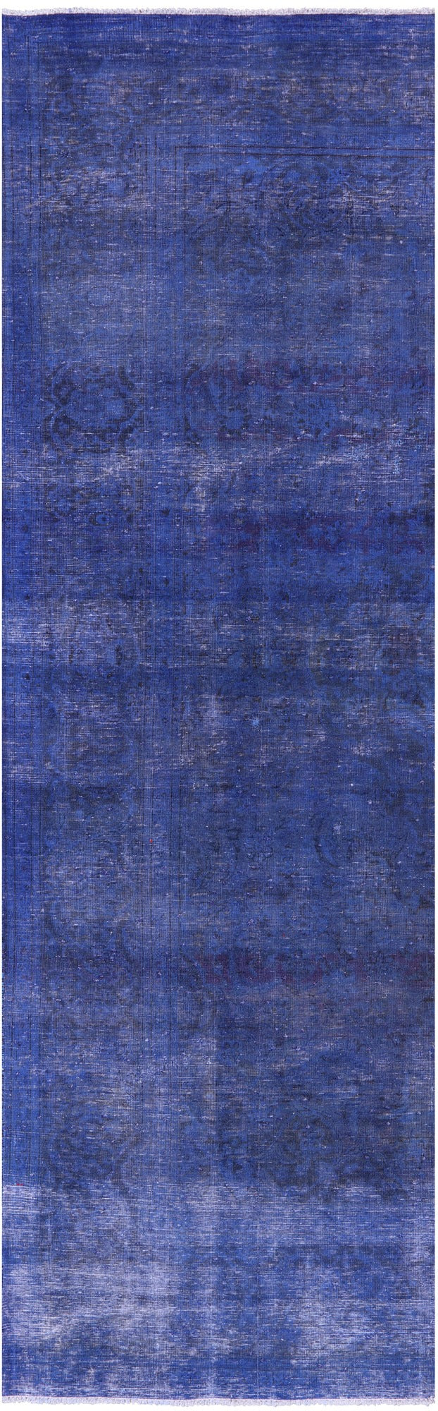 Blue Persian Overdyed Hand Knotted Wool Runner Rug - 3' 9" X 12' 1" - Golden Nile