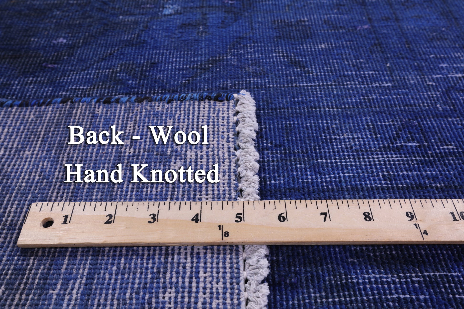 Blue Persian Overdyed Hand Knotted Wool Runner Rug - 3' 8" X 12' 0" - Golden Nile