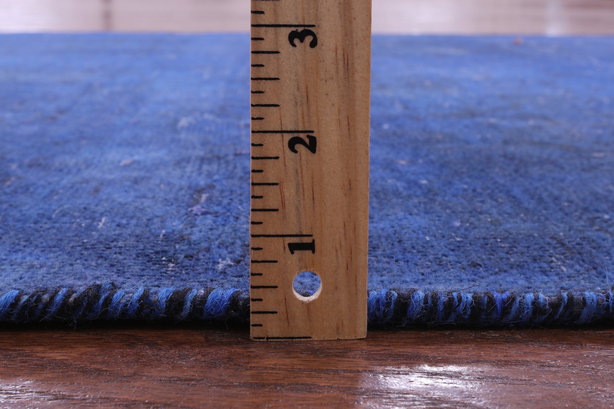 Blue Persian Overdyed Hand Knotted Wool Runner Rug - 3' 8" X 12' 0" - Golden Nile