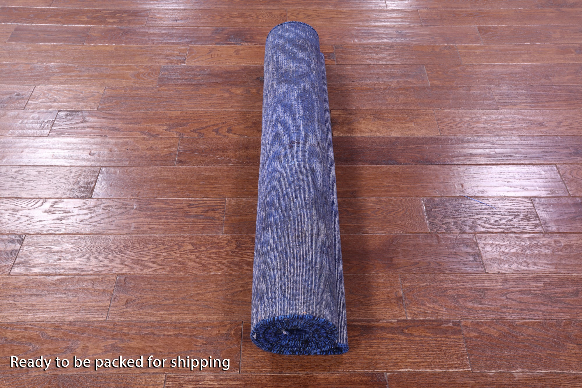 Blue Persian Overdyed Hand Knotted Wool Runner Rug - 3' 8" X 12' 0" - Golden Nile
