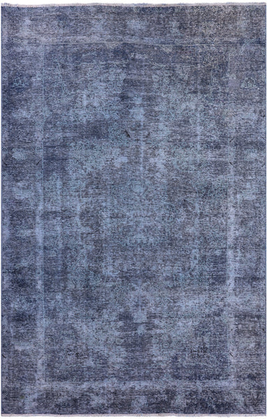 Blue Persian Overdyed Hand Knotted Wool Rug - 6' 7" X 9' 10" - Golden Nile