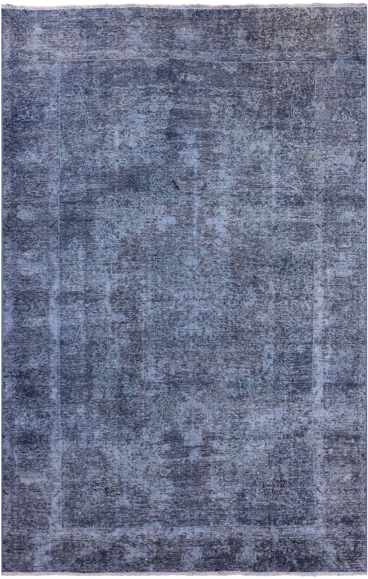 Blue Persian Overdyed Hand Knotted Wool Rug - 6' 7" X 9' 10" - Golden Nile