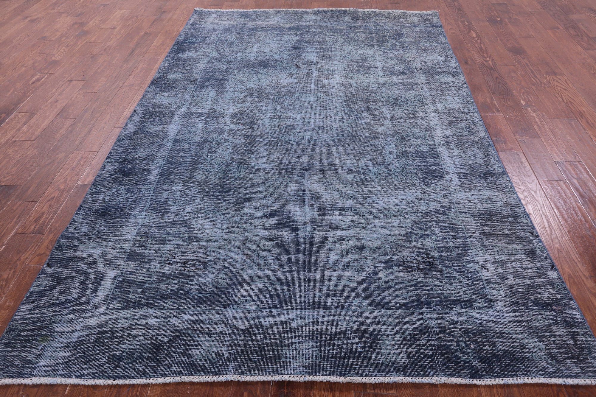 Blue Persian Overdyed Hand Knotted Wool Rug - 6' 7" X 9' 10" - Golden Nile