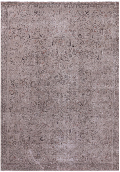 Ivory Persian Vintage White Wash Hand Knotted Wool Rug - 7' 1" X 9' 10" - Golden Nile