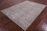 Ivory Persian Vintage White Wash Hand Knotted Wool Rug - 7' 1" X 9' 10" - Golden Nile