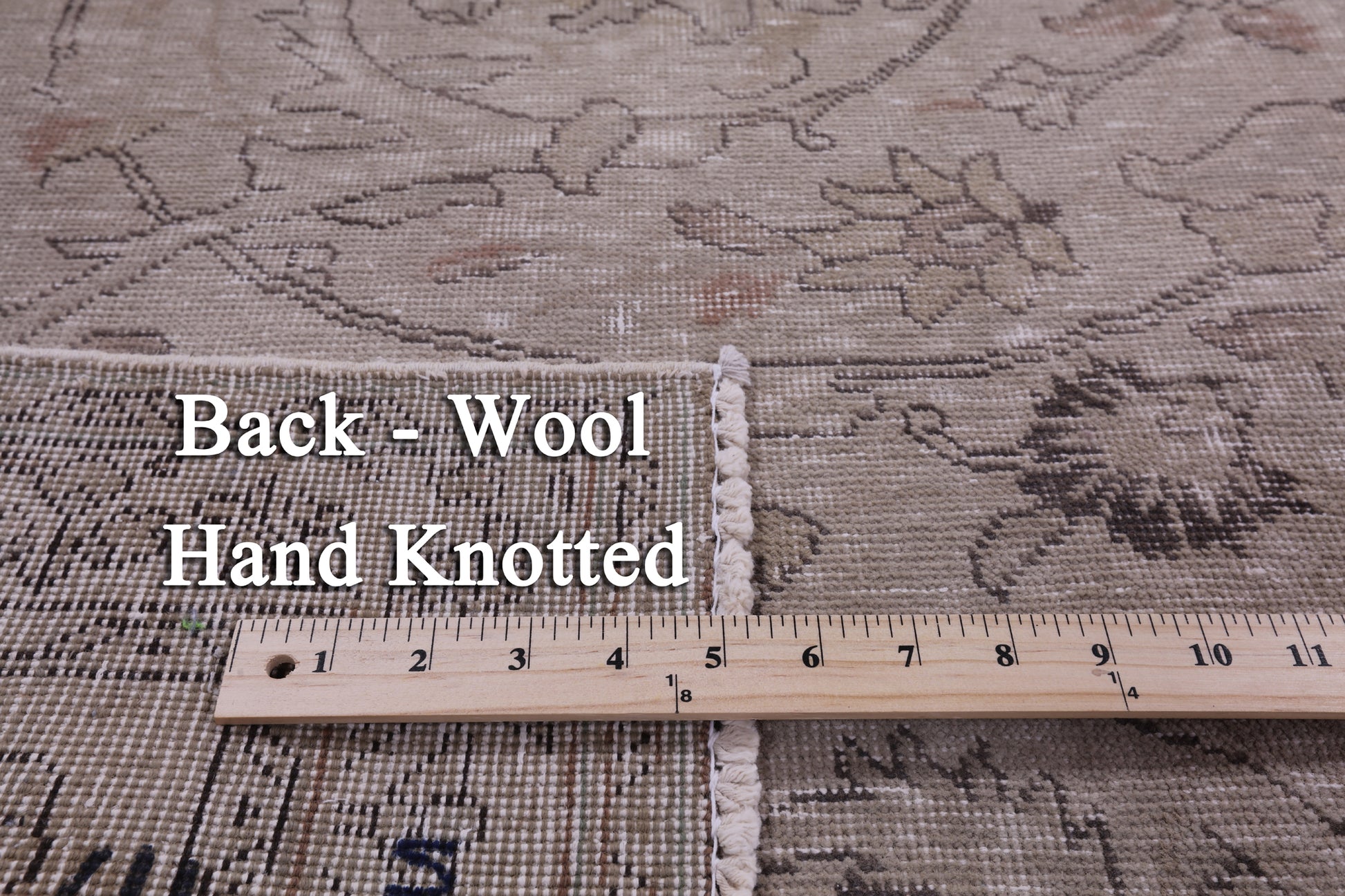 Ivory Persian Vintage White Wash Hand Knotted Wool Rug - 7' 1" X 9' 10" - Golden Nile