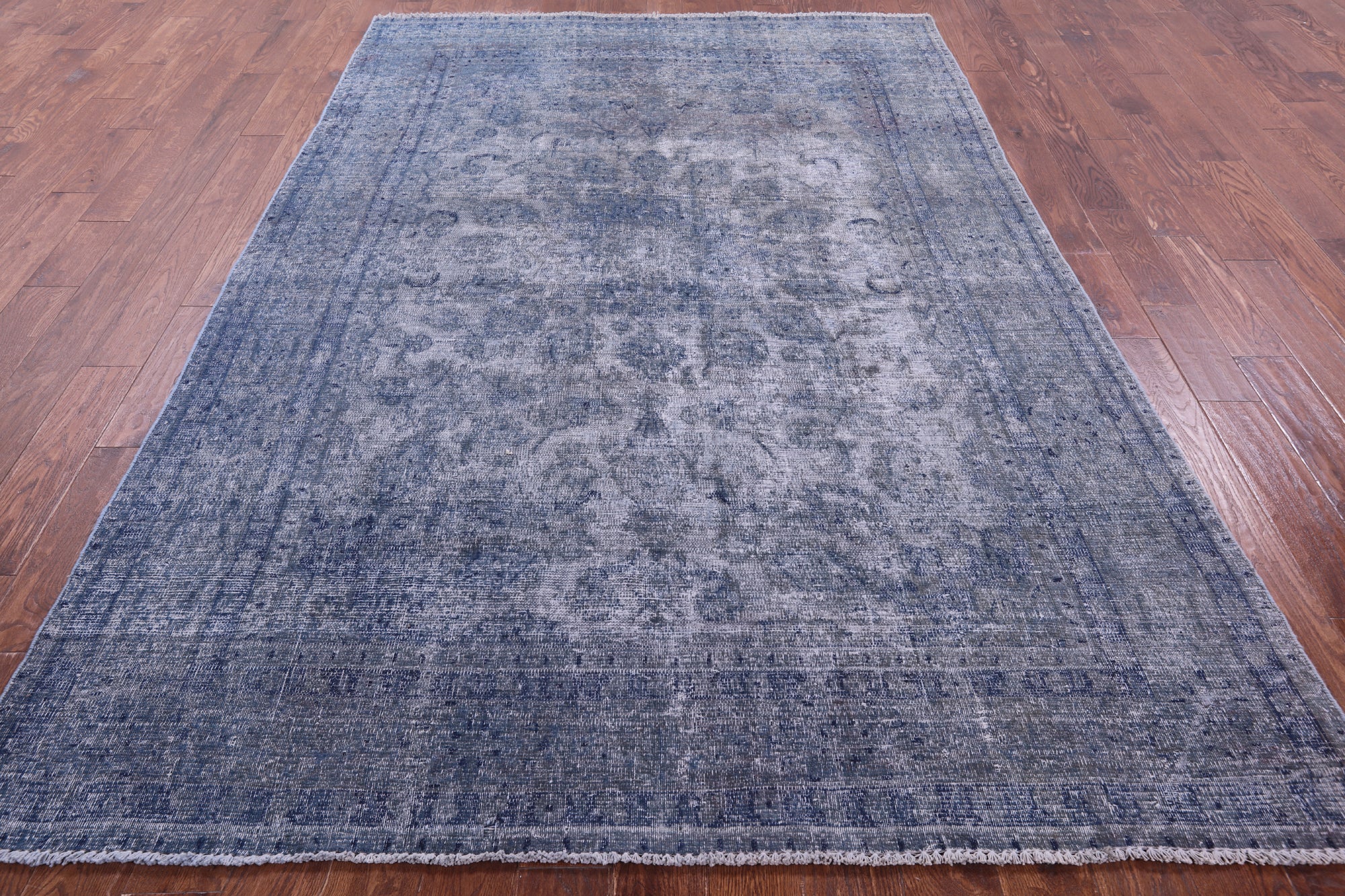 Blue Persian Overdyed Hand Knotted Wool Rug - 6' 6" X 9' 8" - Golden Nile