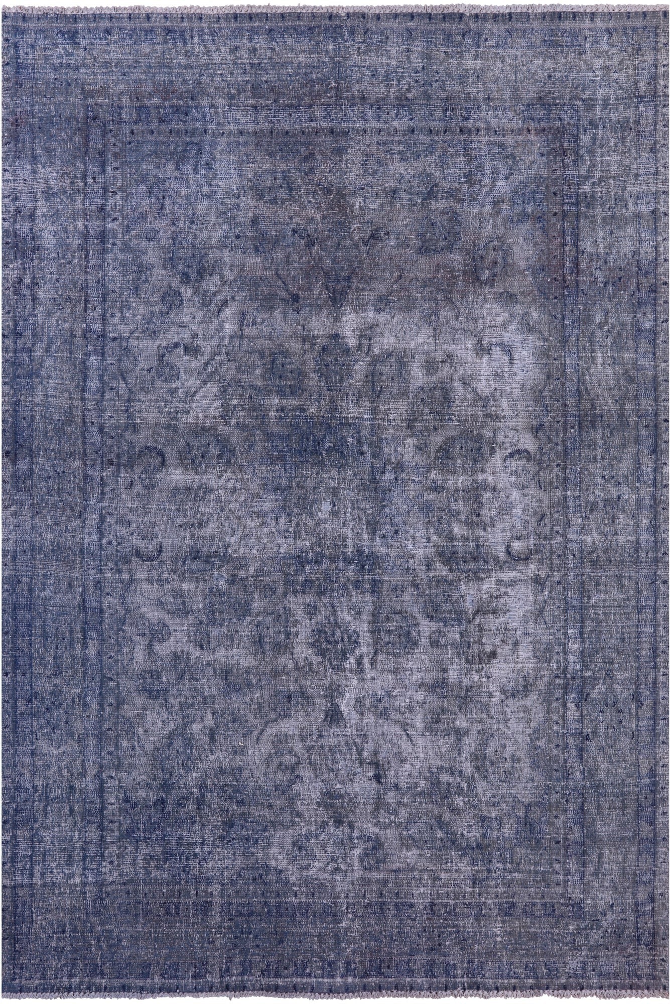 Blue Persian Overdyed Hand Knotted Wool Rug - 6' 6" X 9' 8" - Golden Nile