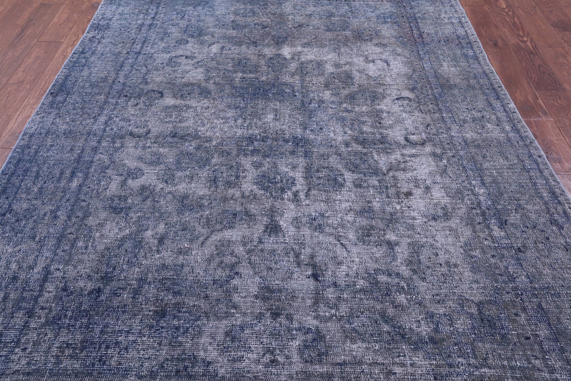 Blue Persian Overdyed Hand Knotted Wool Rug - 6' 6" X 9' 8" - Golden Nile