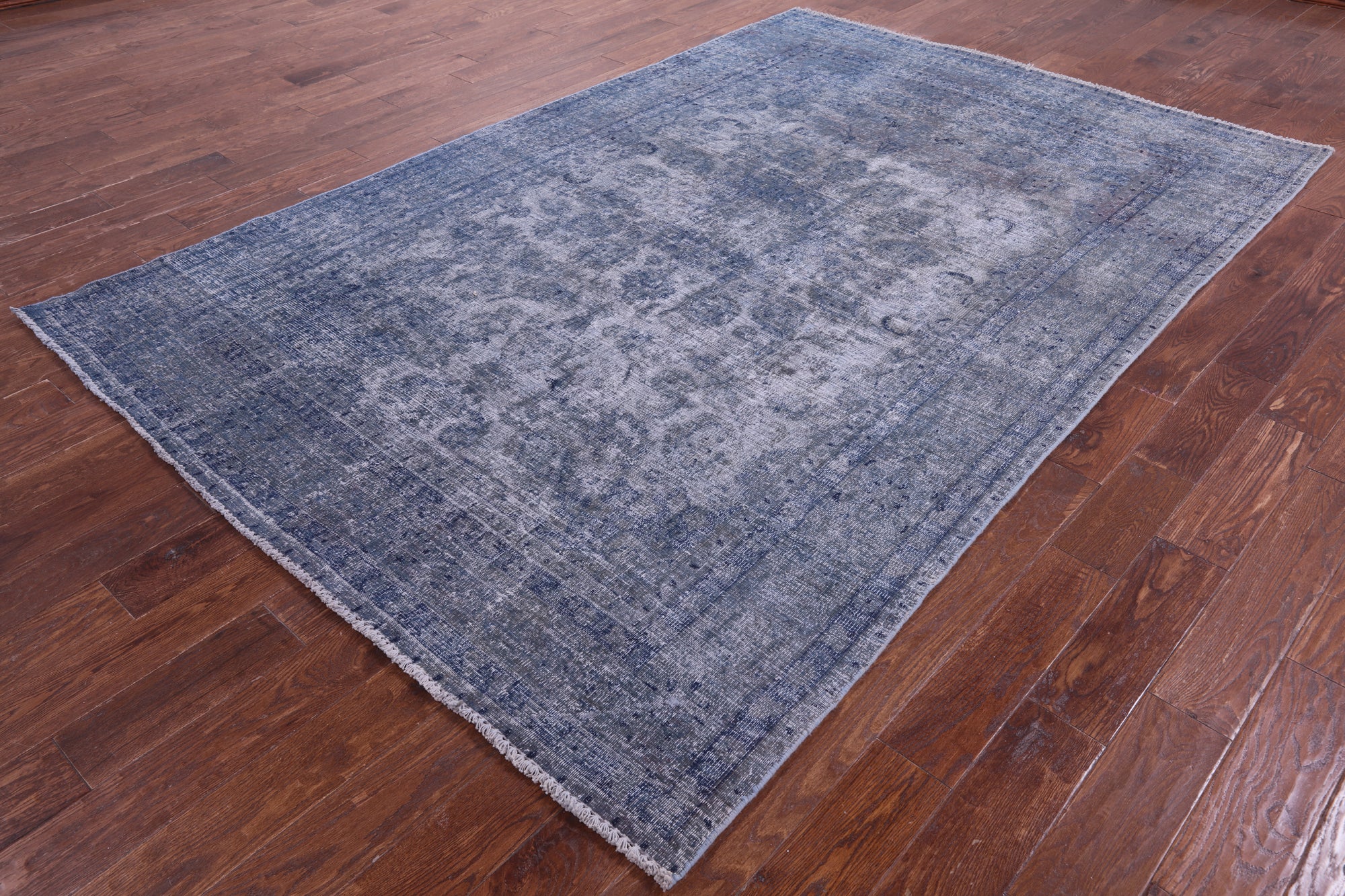 Blue Persian Overdyed Hand Knotted Wool Rug - 6' 6" X 9' 8" - Golden Nile