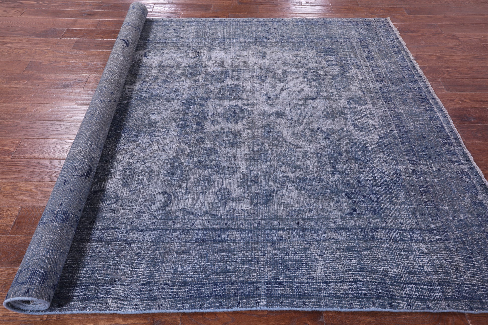 Blue Persian Overdyed Hand Knotted Wool Rug - 6' 6" X 9' 8" - Golden Nile