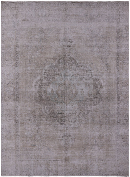 Ivory Persian Vintage White Wash Hand Knotted Wool Area Rug - 8' 10" X 12' 0" - Golden Nile