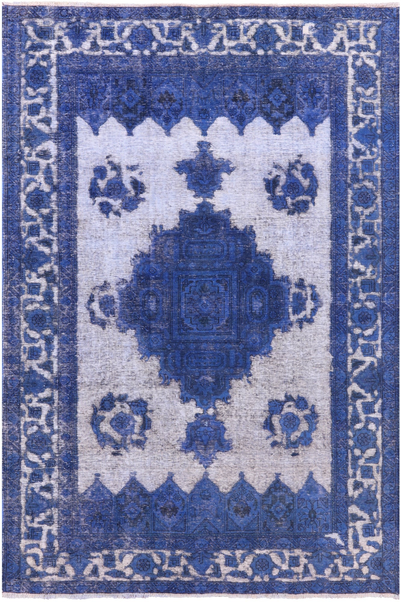 Blue Persian Overdyed Handmade Wool Rug - 6' 5" X 9' 7" - Golden Nile