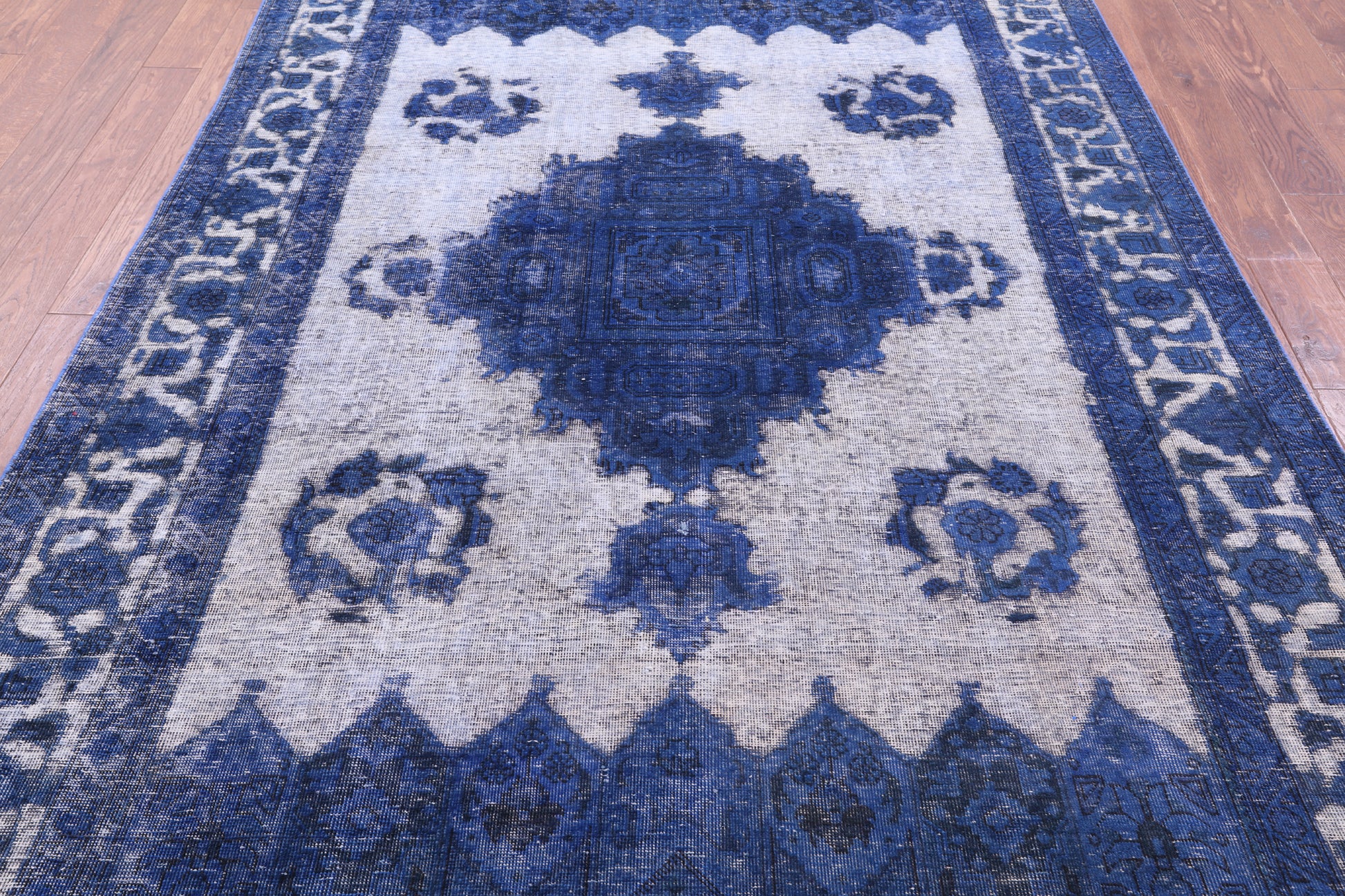 Blue Persian Overdyed Handmade Wool Rug - 6' 5" X 9' 7" - Golden Nile
