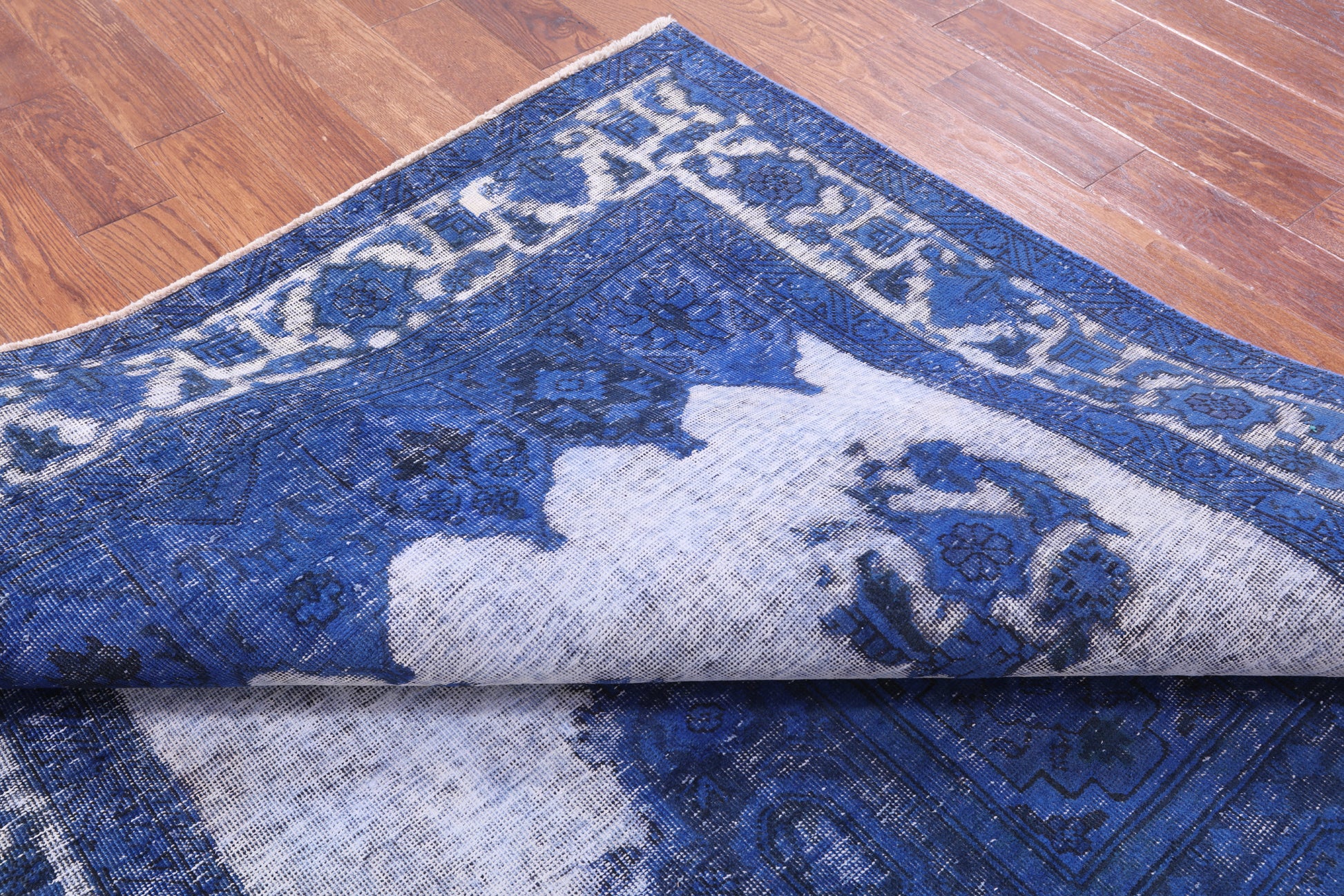 Blue Persian Overdyed Handmade Wool Rug - 6' 5" X 9' 7" - Golden Nile