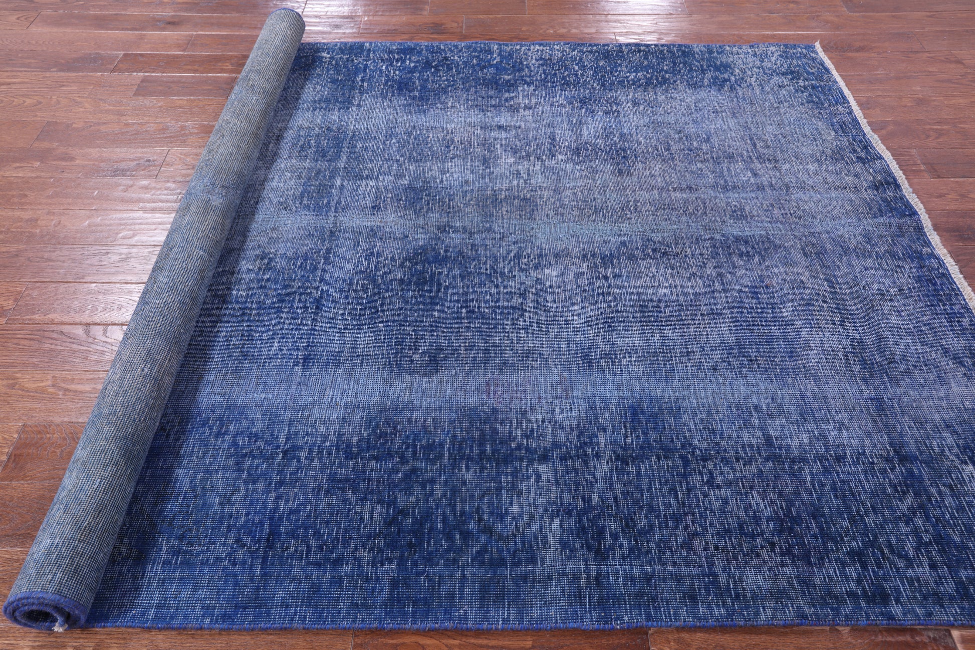 Blue Persian Overdyed Hand Knotted Wool Rug - 6' 3" X 9' 5" - Golden Nile