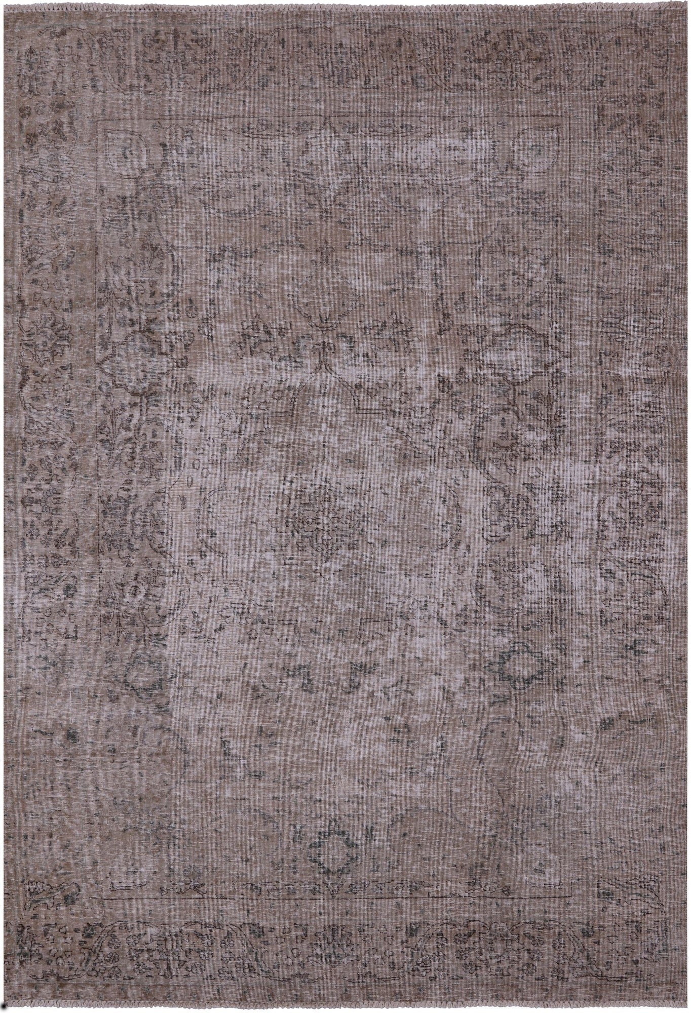 Ivory Persian Vintage White Wash Hand Knotted Wool Rug - 6' 7" X 9' 6" - Golden Nile