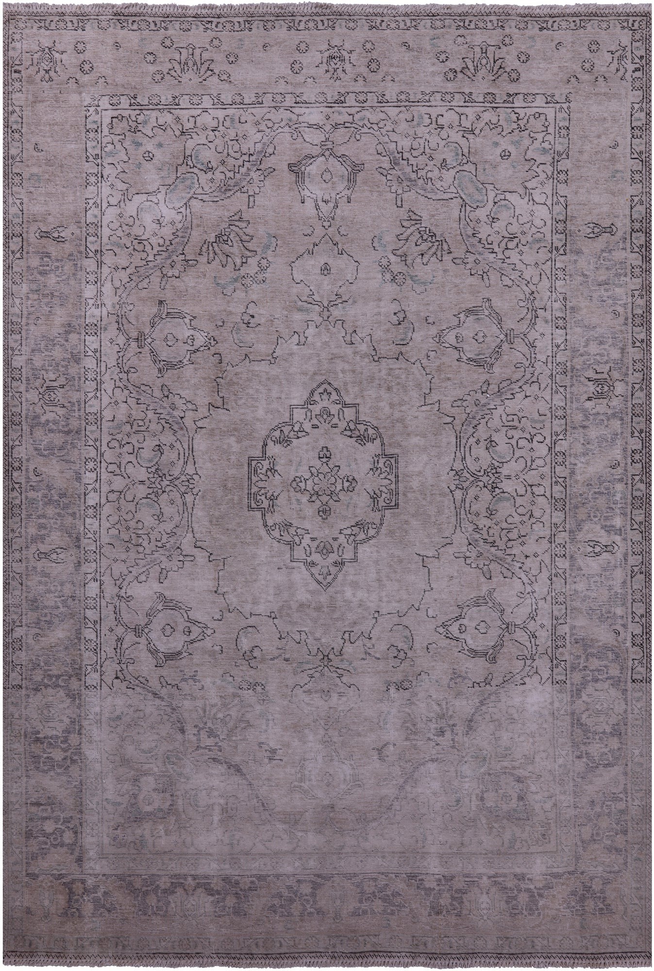 Ivory Persian Vintage White Wash Hand Knotted Wool Rug - 6' 9" X 9' 10" - Golden Nile