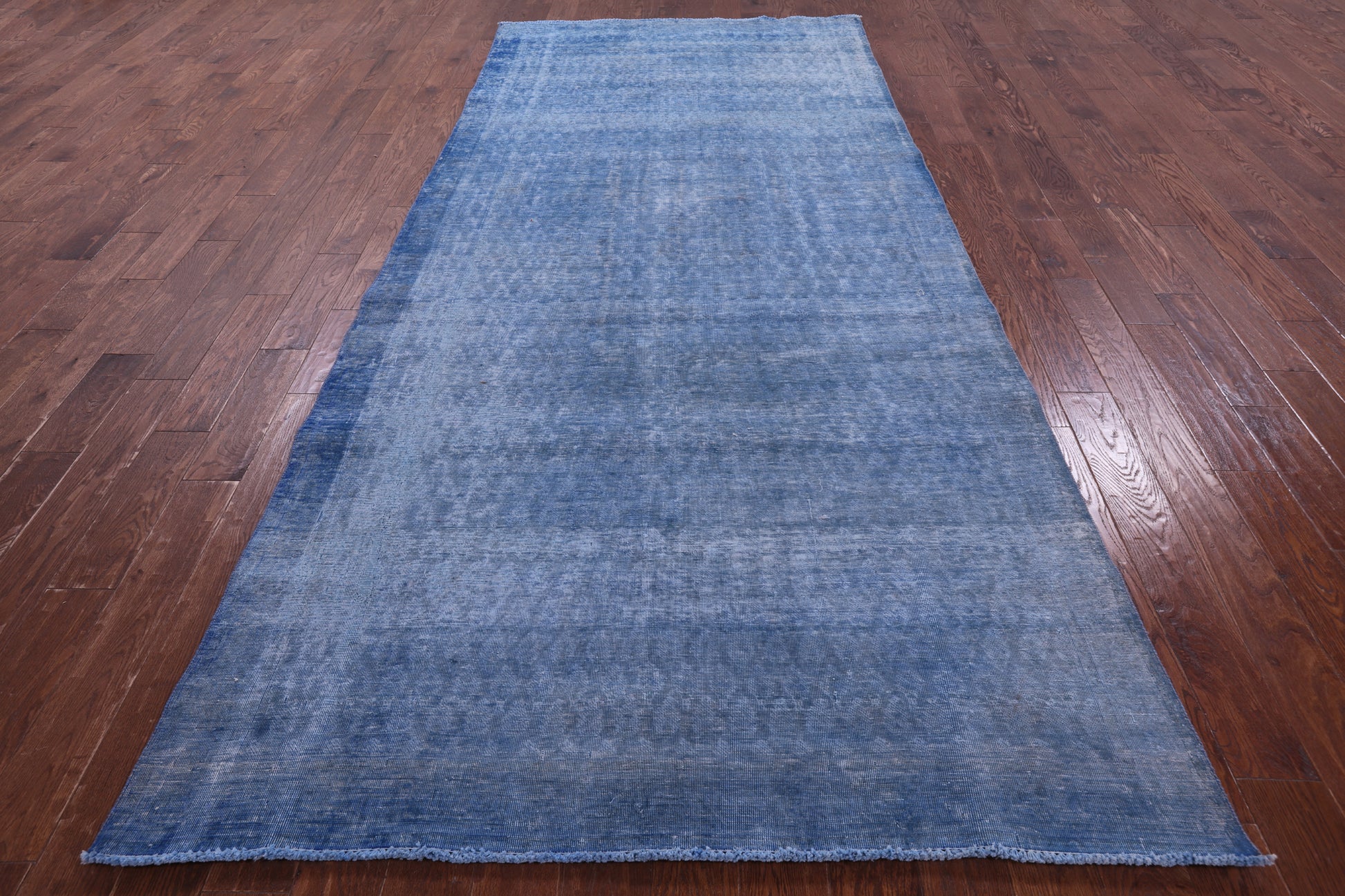 Blue Persian Overdyed Hand Knotted Wool Rug - 5' 5" X 12' 4" - Golden Nile