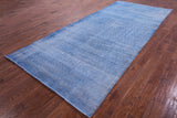 Blue Persian Overdyed Hand Knotted Wool Rug - 5' 5" X 12' 4" - Golden Nile