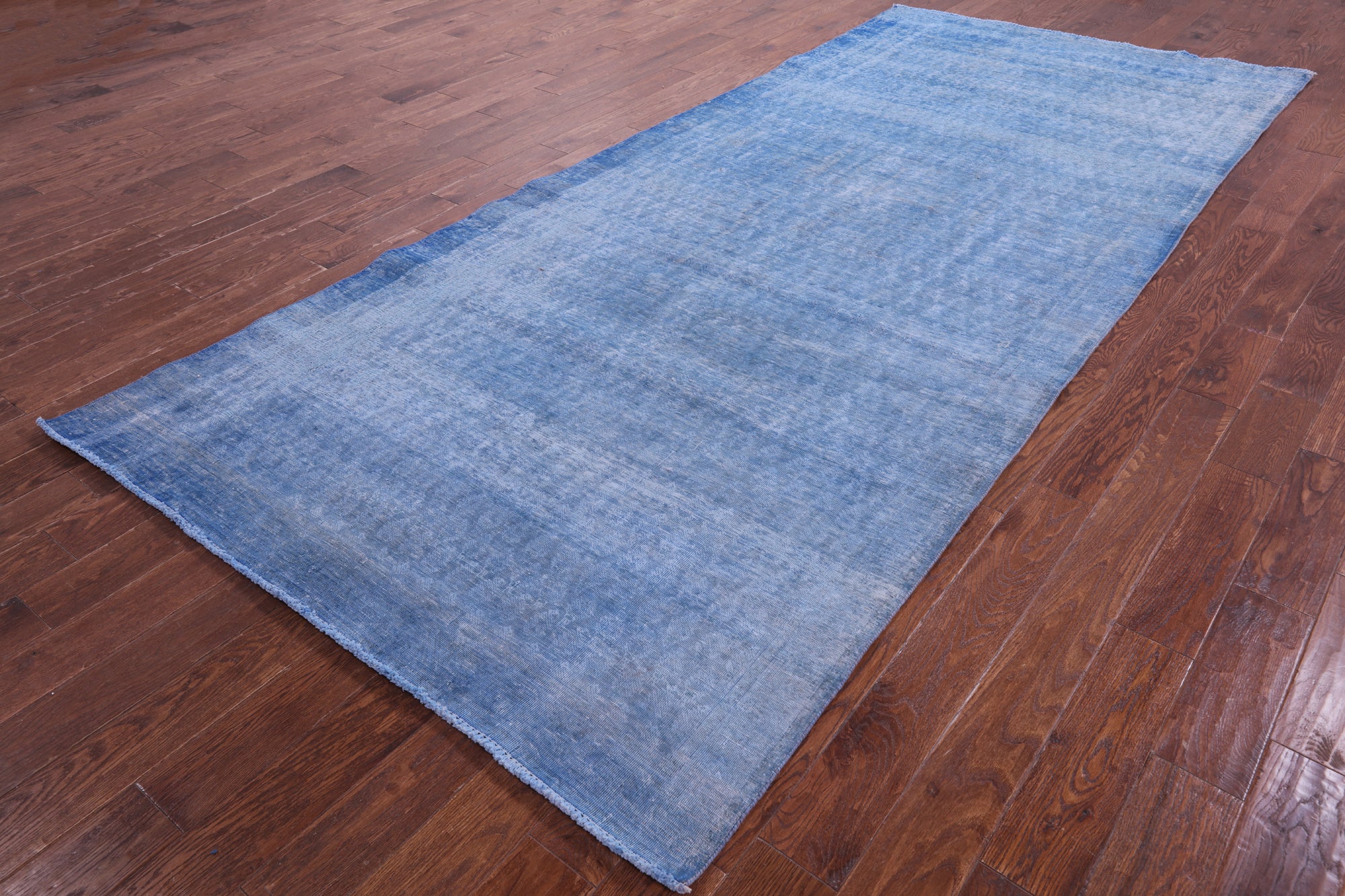 Blue Persian Overdyed Hand Knotted Wool Rug - 5' 5" X 12' 4" - Golden Nile