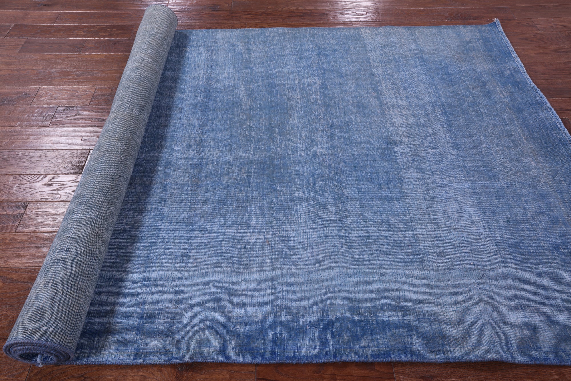 Blue Persian Overdyed Hand Knotted Wool Rug - 5' 5" X 12' 4" - Golden Nile