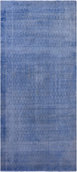 Blue Persian Overdyed Hand Knotted Wool Rug - 5' 5" X 12' 4" - Golden Nile