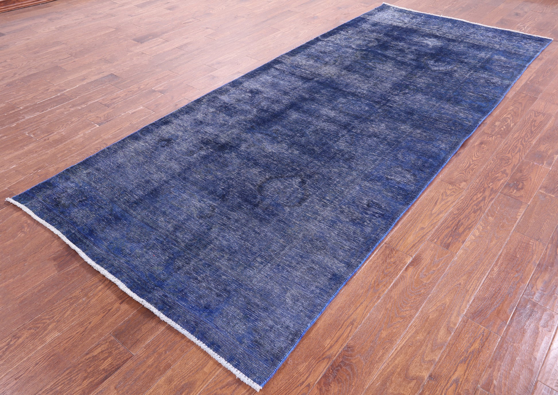 Blue Persian Overdyed Hand Knotted Wool Rug - 4' 9" X 11' 3" - Golden Nile