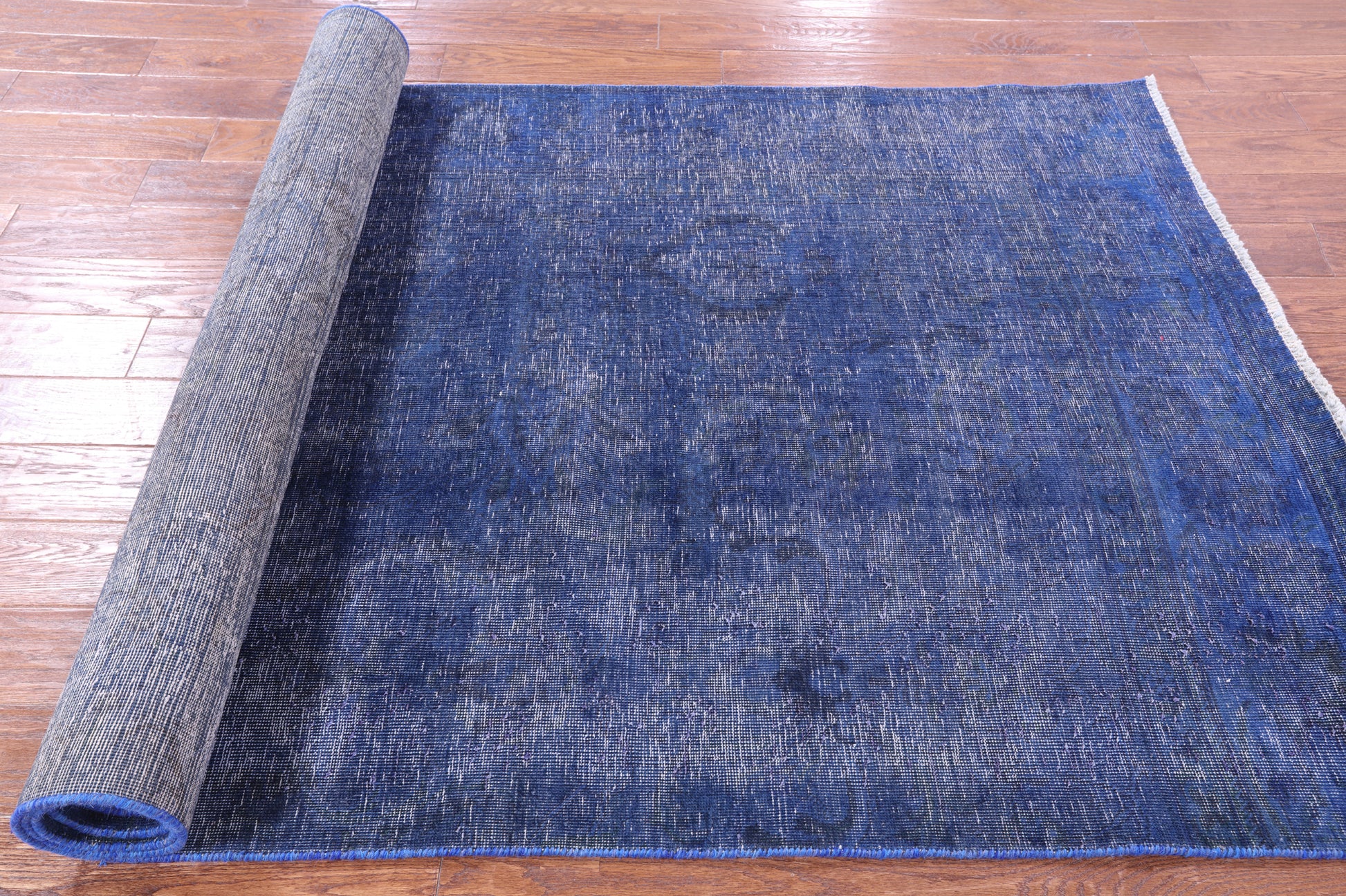 Blue Persian Overdyed Hand Knotted Wool Rug - 4' 9" X 11' 3" - Golden Nile
