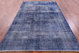 Blue Persian Overdyed Hand Knotted Wool Rug - 6' 3" X 9' 1" - Golden Nile