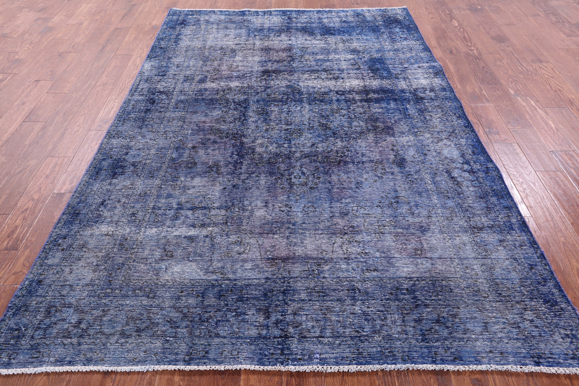 Blue Persian Overdyed Hand Knotted Wool Rug - 6' 3" X 9' 1" - Golden Nile