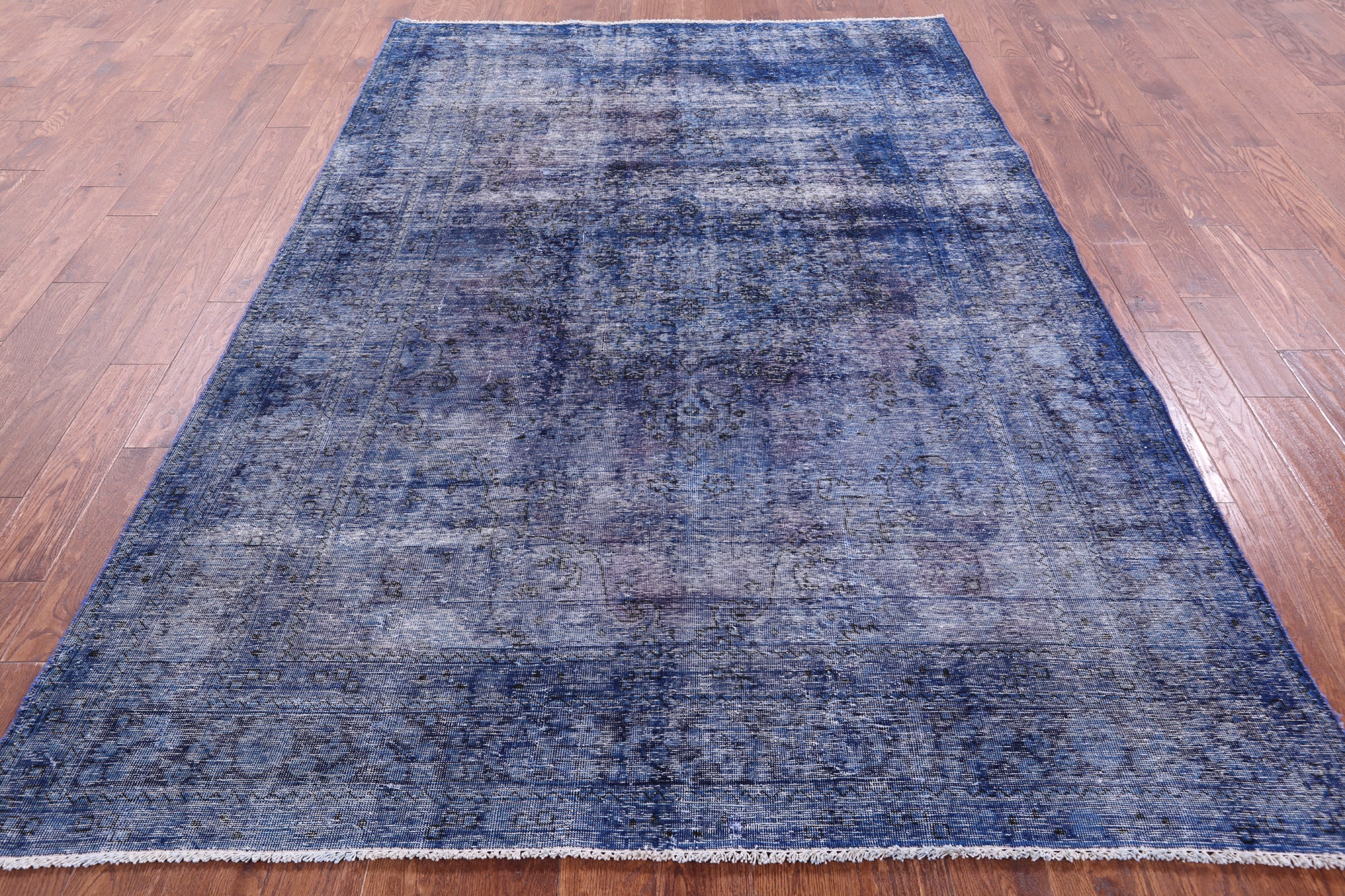 Blue Persian Overdyed Hand Knotted Wool Rug - 6' 3" X 9' 1" - Golden Nile