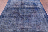 Blue Persian Overdyed Hand Knotted Wool Rug - 6' 3" X 9' 1" - Golden Nile