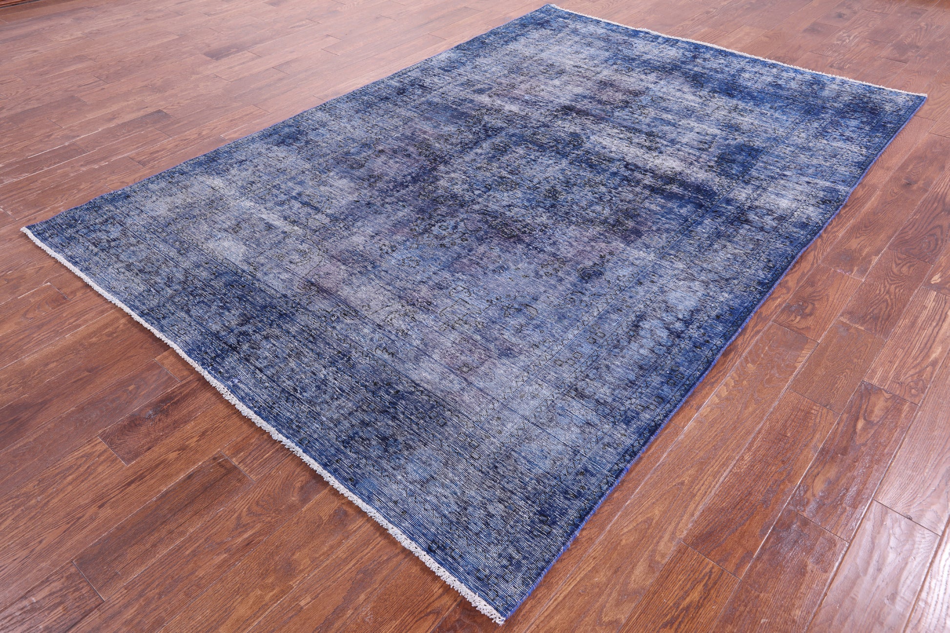 Blue Persian Overdyed Hand Knotted Wool Rug - 6' 3" X 9' 1" - Golden Nile