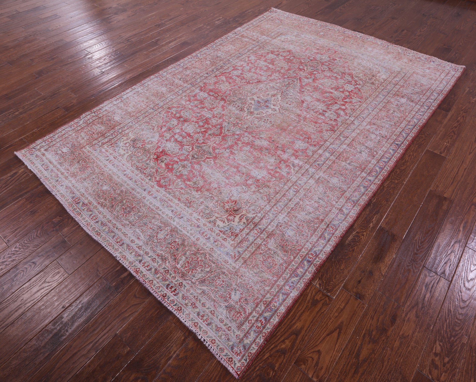 Persian Vintage White Wash Hand Knotted Wool Rug - 6' 5" X 9' 8" - Golden Nile